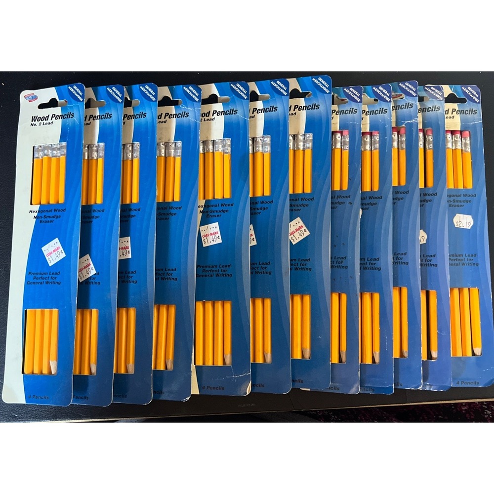 Convenience Valet Wood Pencils #2 4ct. Premium Lead Taiwan Hexagonal Wood Eraser